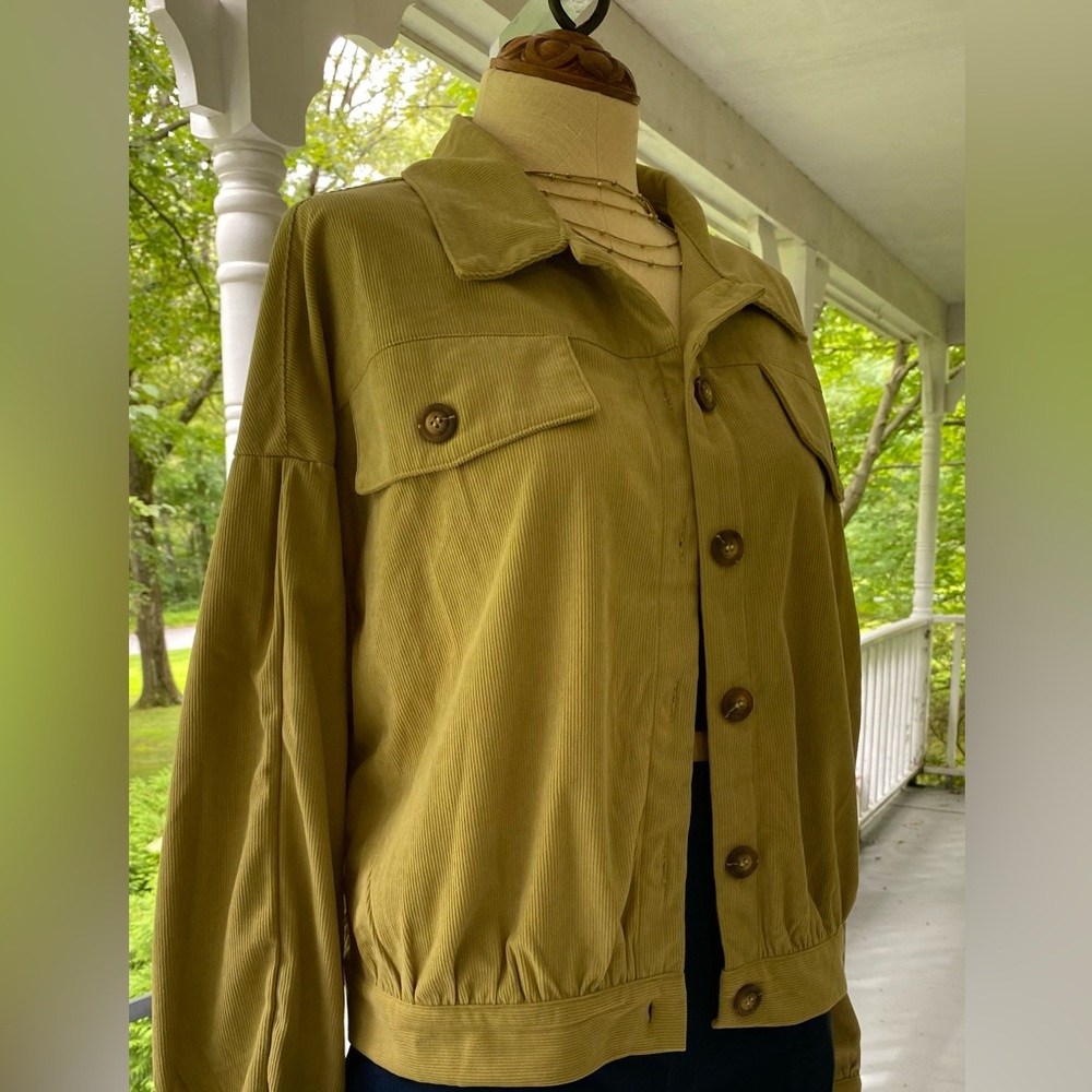 Light lime green corduroy women’s bomber jacket. HYFVE